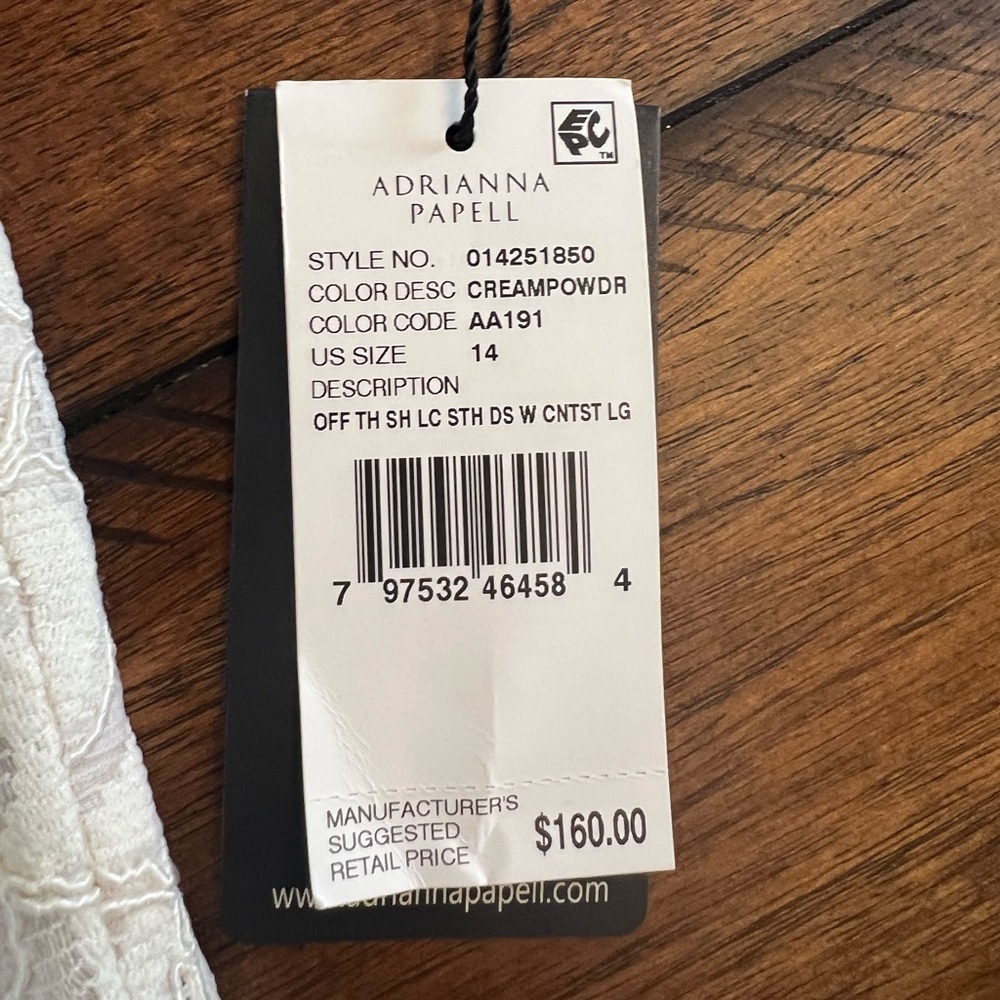 Adrianna Papell Size 14 Off Shoulder Lace Sheath Dress Cream Wedding *NWT* - Picture 11 of 11
